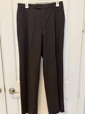 DKNY 100% Wool Dress Pants Men’s 31 Dark Brown Espresso Flat Front Trousers